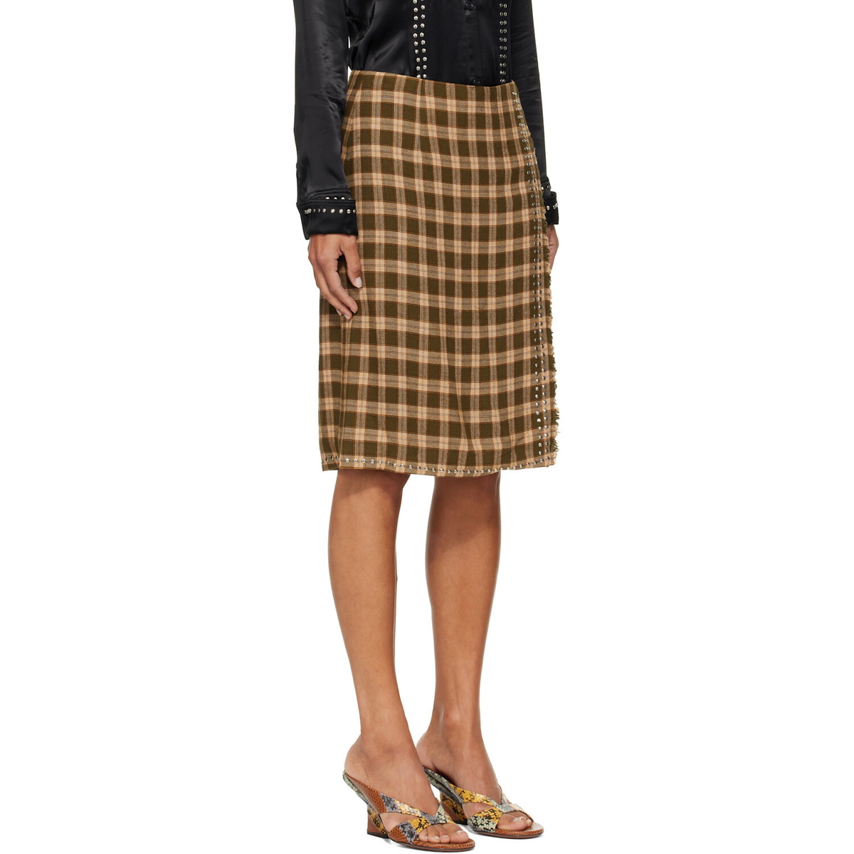 Wales Bonner Khaki Cosmic Midi Skirt