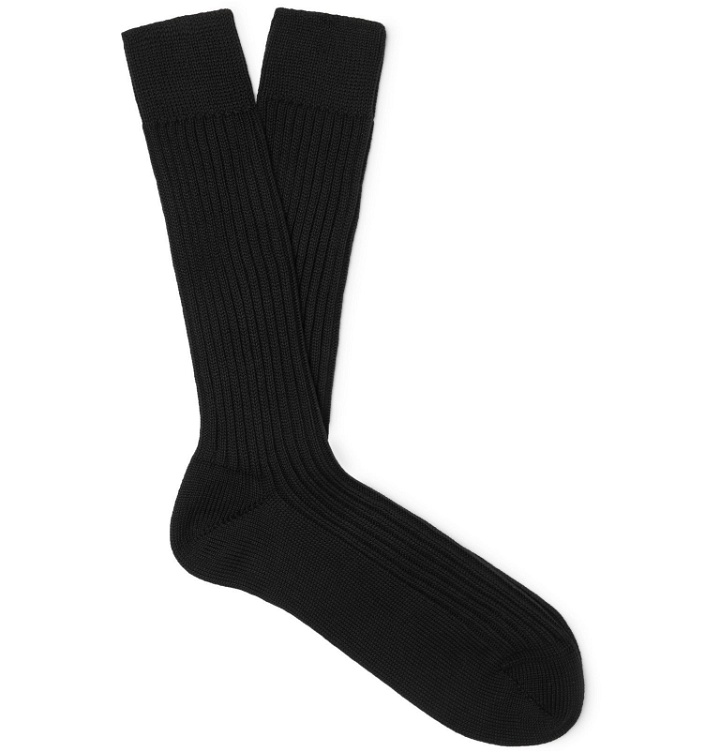 Photo: TOM FORD - Ribbed Cotton Socks - Black