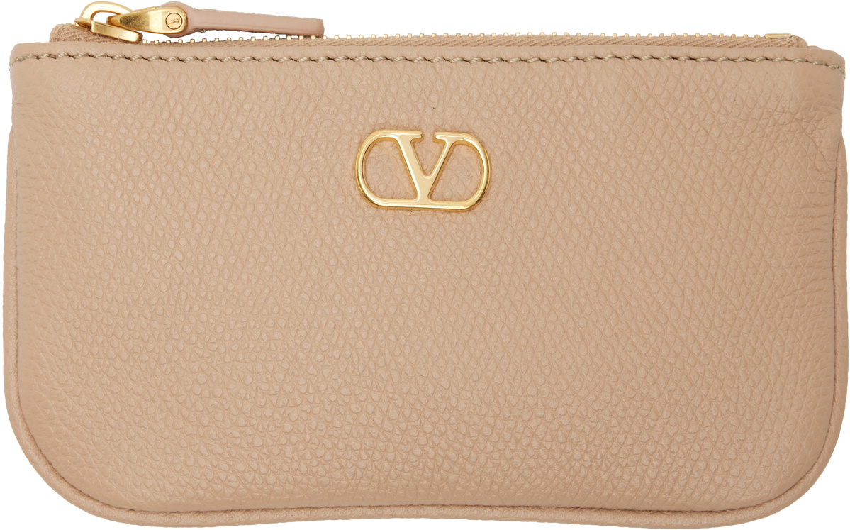 Valentino Garavani Pink VLogo Signature Grainy Calfskin Coin Pouch