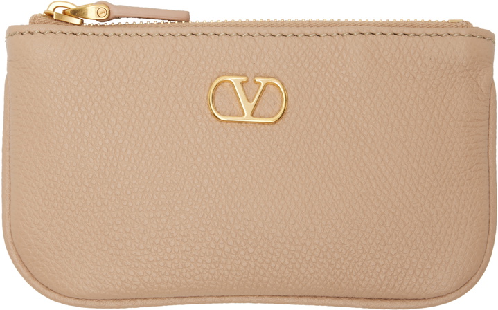 Photo: Valentino Garavani Pink VLogo Signature Grainy Calfskin Coin Pouch