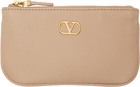 Valentino Garavani Pink VLogo Signature Grainy Calfskin Coin Pouch