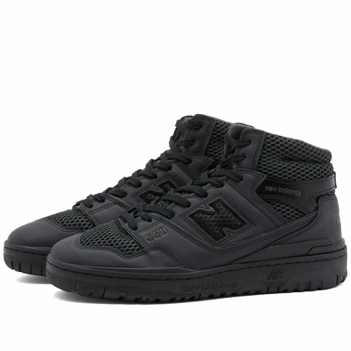 Photo: Junya Watanabe MAN Men's x New Balance Leather & Mesh BB650 Sneake Sneakers in Black/Black