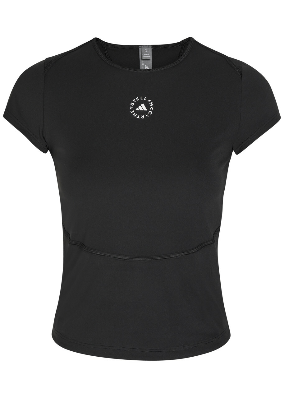 Adidas X Stella Mccartney Training Logo Stretch-jersey T-shirt Black