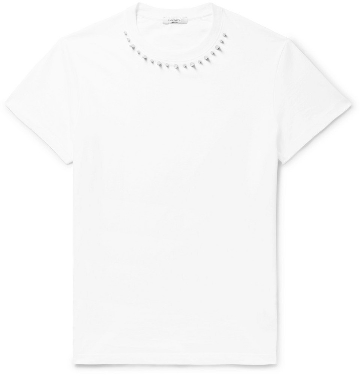Photo: Valentino - Studded Cotton-Jersey T-Shirt - Men - White