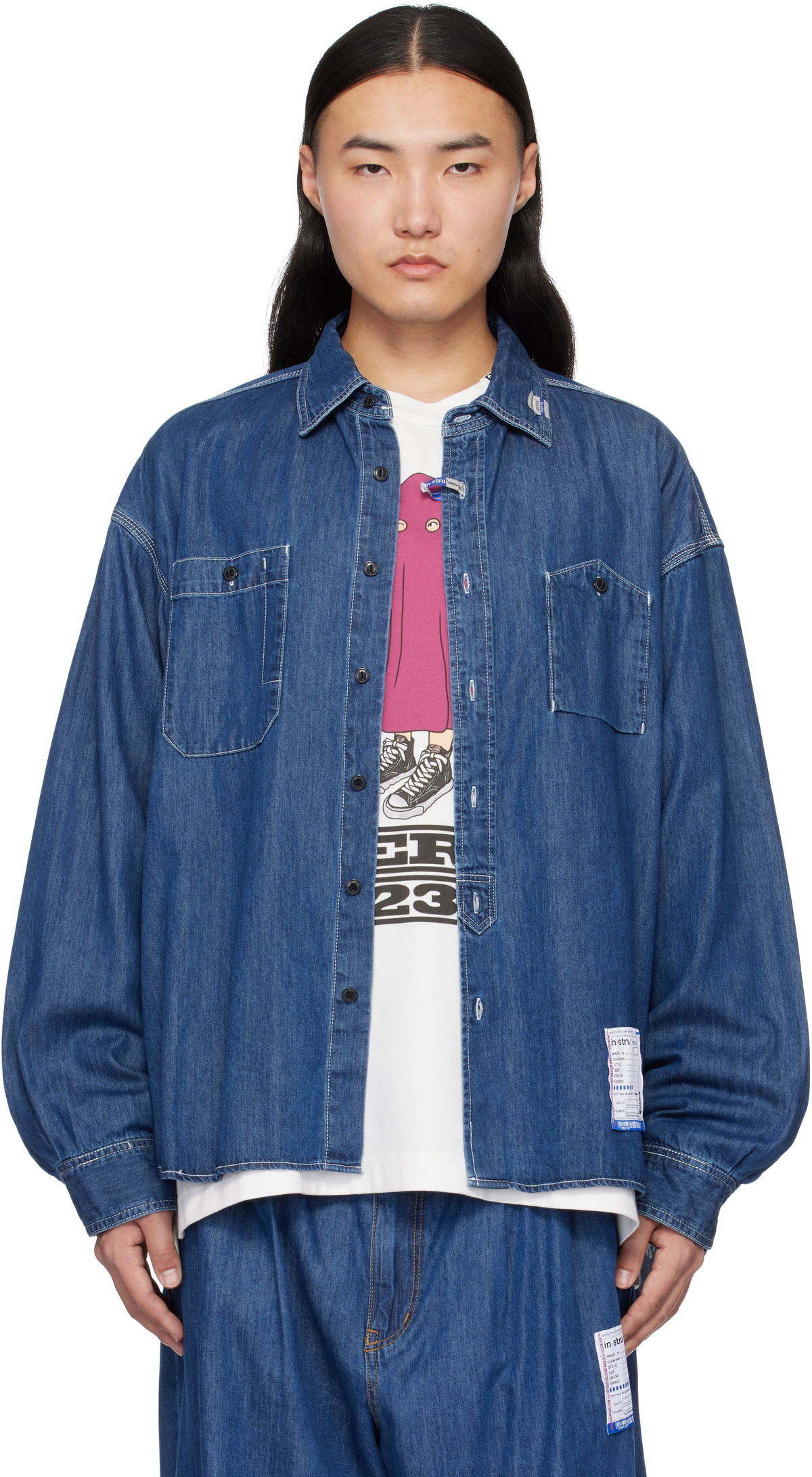 Maison MIHARA YASUHIRO Blue Cotton Tencel Long-Sleeve Denim