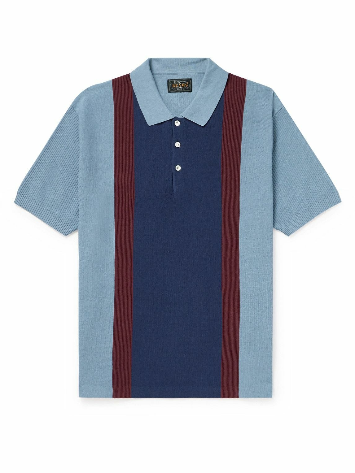 Beams Plus - Striped Wool Polo Shirt - Blue Beams Plus