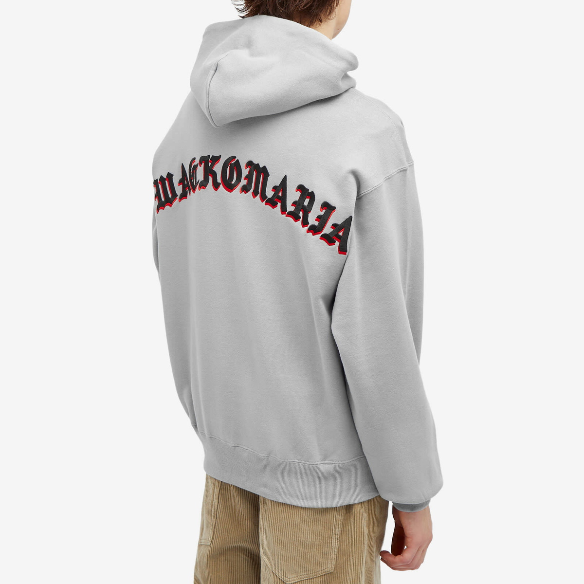 Wacko Maria Men's Embroidered Gothic Logo Hoodie in Grey