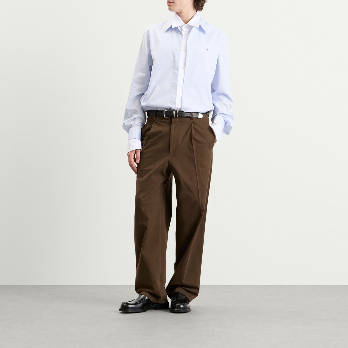 Acne Studios Men's Sont Poplin Long Sleeve Shirt in Blue/White