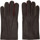 Paul Smith Brown Concertina Leather Gloves