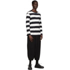 Yohji Yamamoto Black and White Striped Long Sleeve T-Shirt