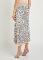 Rabanne Sequin-embellished Satin Midi Skirt Silver