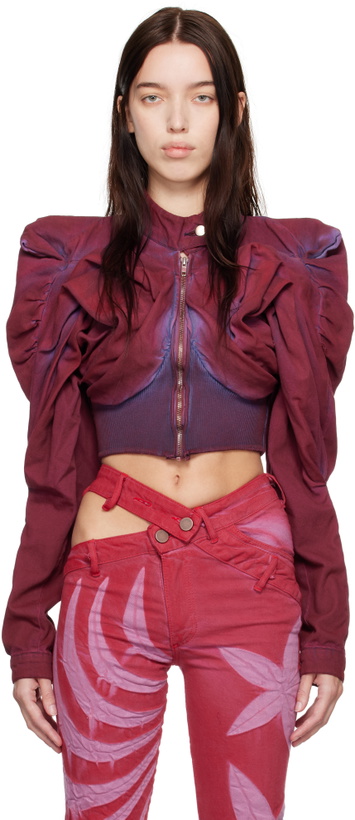 Photo: Masha Popova SSENSE Exclusive Red Scrapyard Draped Denim Jacket