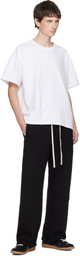 Les Tien White Lightweight Binded Neck Oversized T-shirt