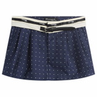 Hommegirls Women's Flip Waist Belt Mini Skirt in Navy Polka Dot