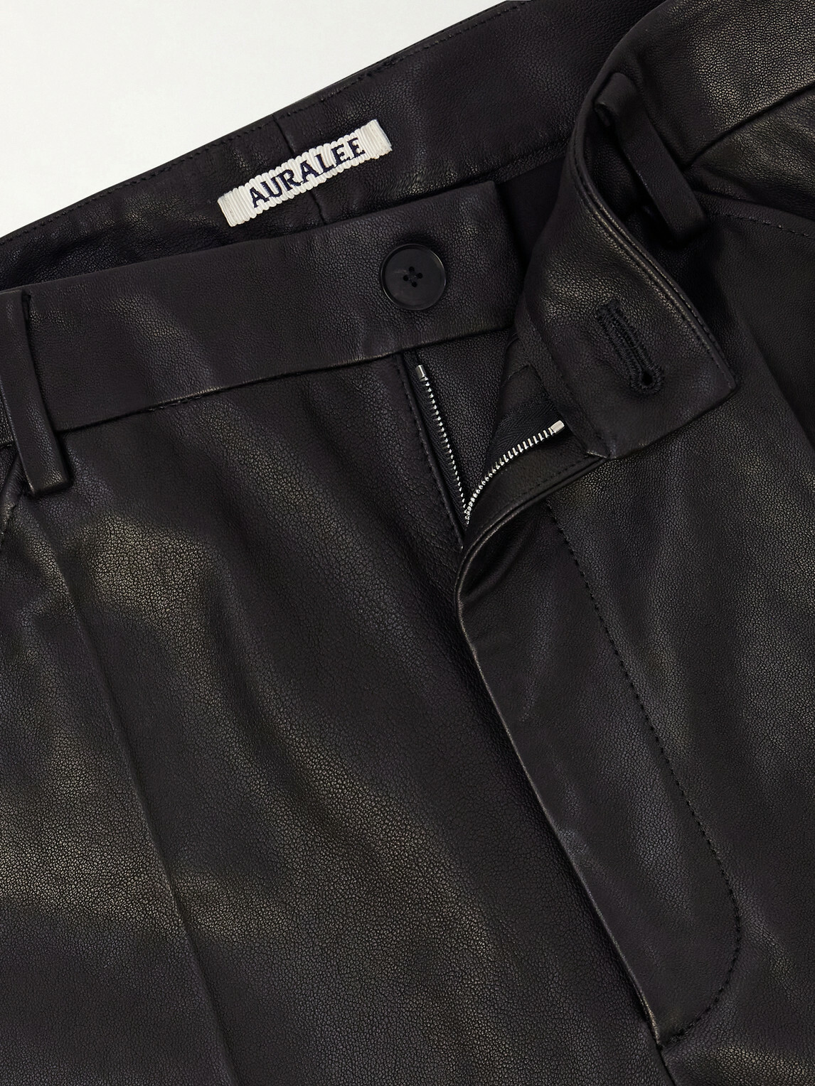Auralee - Straight-Leg Full-Grain Leather Trousers - Black