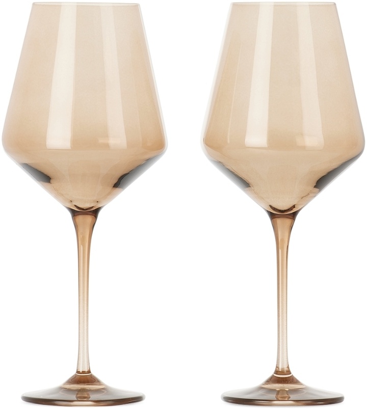 Photo: Estelle Colored Glass Two-Pack Brown Wine Glasses, 16.5 oz