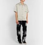 Off-White - Logo-Print Piped Satin Shirt - Gray