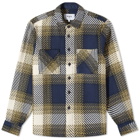 Wax London Men's Whiting Overshirt Ombre Check in Navy/Khaki