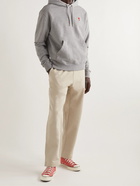 AMI PARIS - Tapered Logo-Embroidered Organic Cotton-Jersey Track Pants - Neutrals