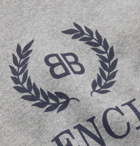 Balenciaga - Oversized Logo-Print Fleece-Back Cotton-Blend Jersey Hoodie - Men - Gray