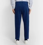 Mr P. - Tapered Pleated Cotton-Blend Moleskin Suit Trousers - Blue