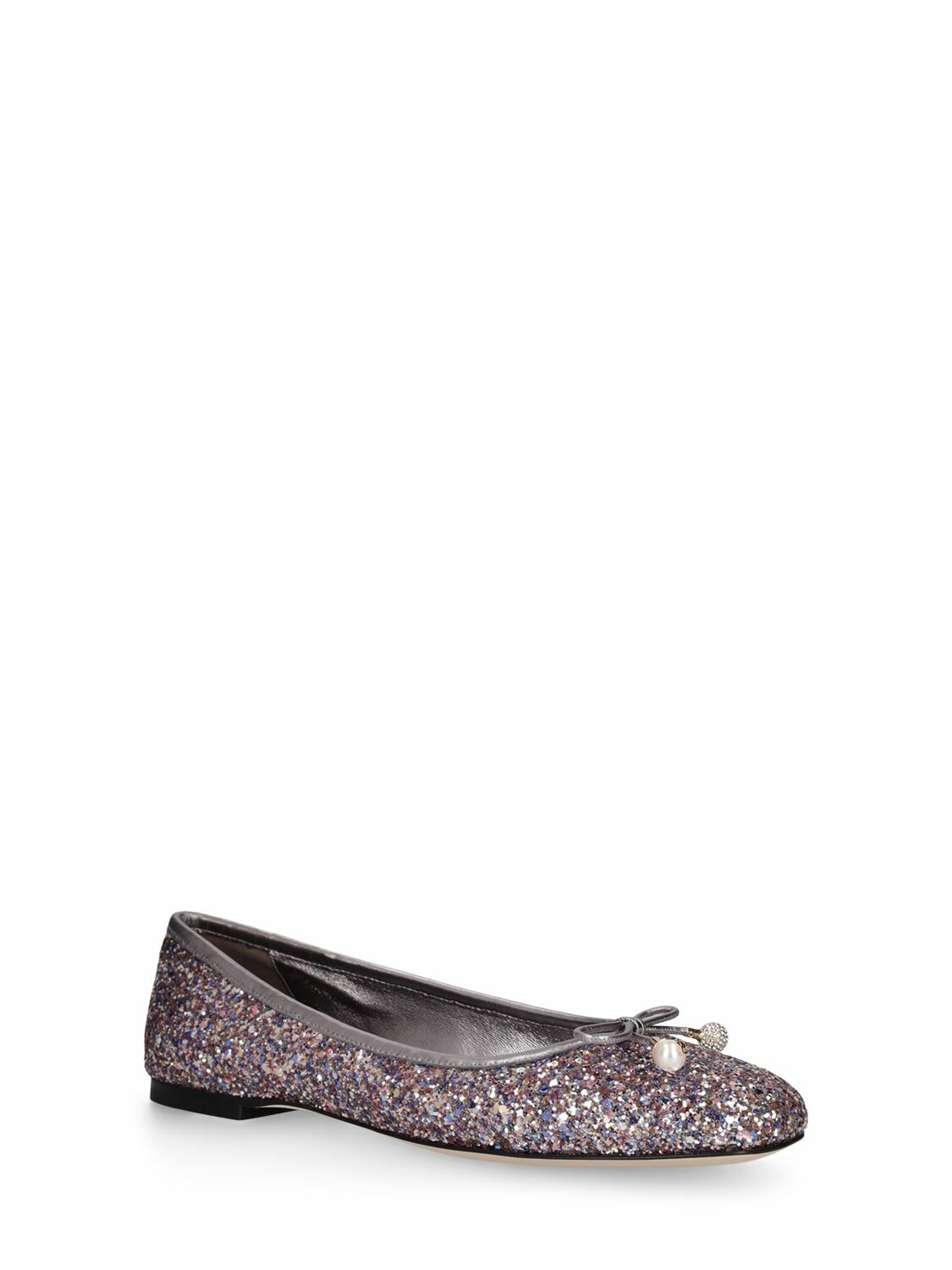 JIMMY CHOO - 10mm Elme Glittered Ballerina Flats