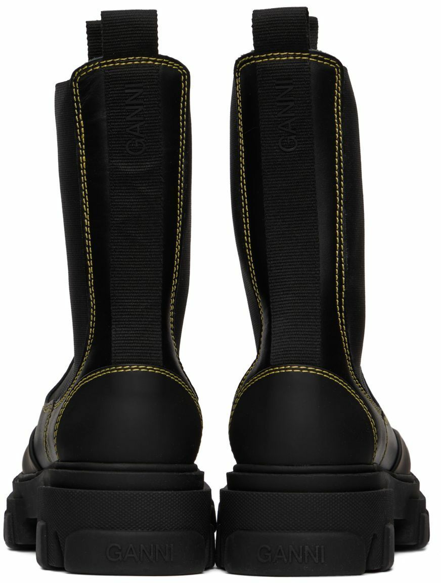 GANNI Black Cleated Mid Chelsea Boots
