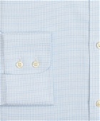 Brooks Brothers Men's Stretch Milano Slim-Fit Dress Shirt, Non-Iron Twill Button-Down Collar Micro-Check | Light Blue