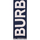 Burberry Navy and Pink Wool Logo Scarf