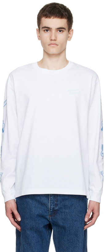 Photo: Maison Kitsuné White Printed Long Sleeve T-Shirt