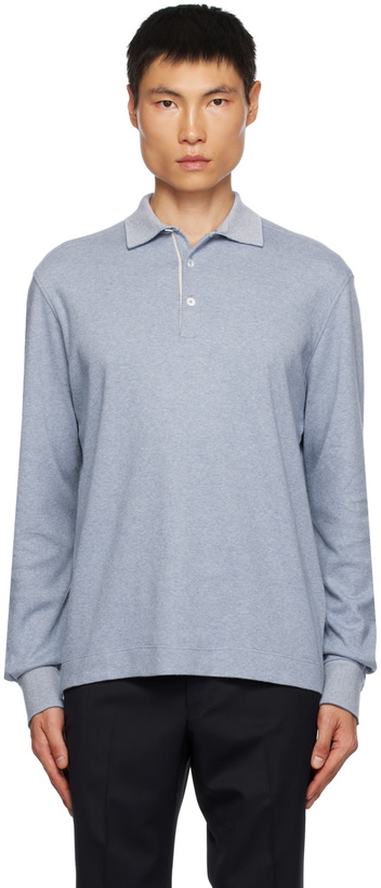 Photo: ZEGNA Blue Vented Polo