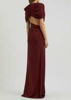 Stella Mccartney Draped Cape-effect Jersey Gown Burgundy