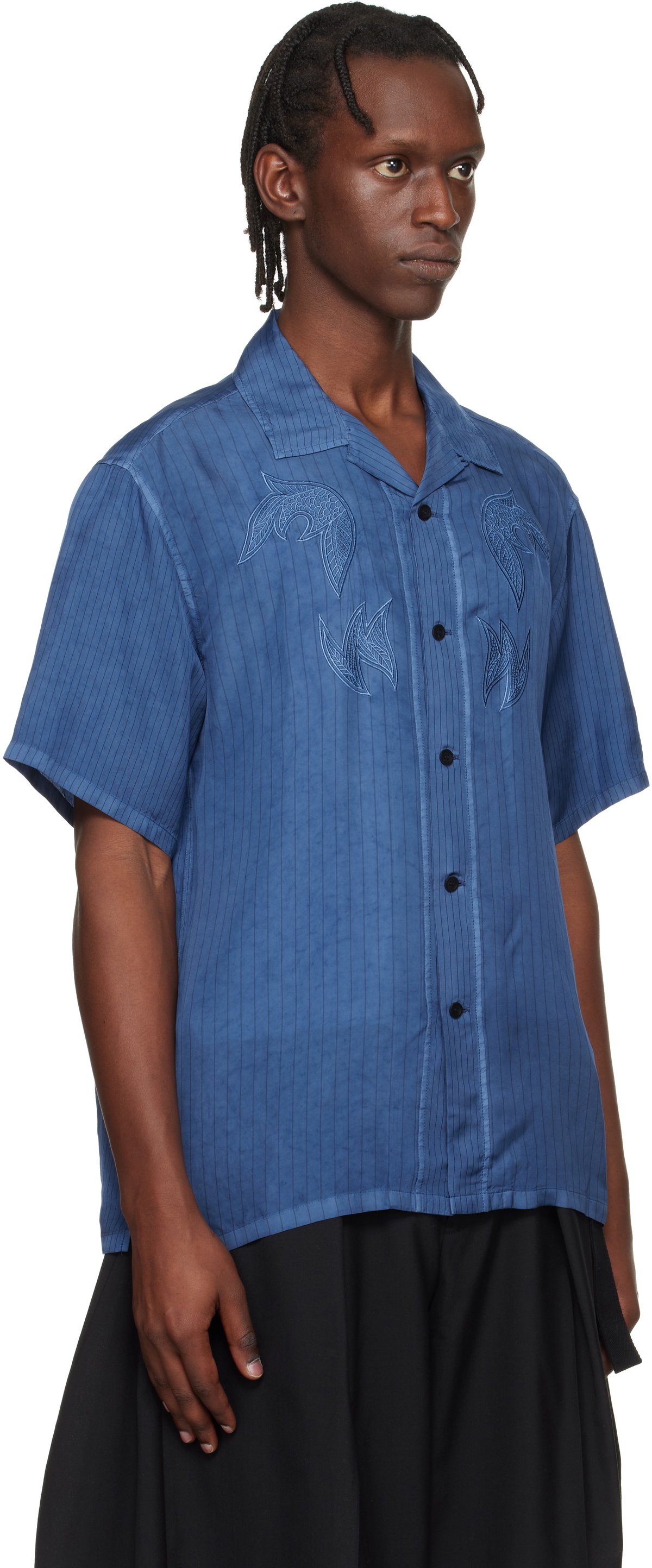 Toga Virilis Blue Cupra Stripe S/S Shirt