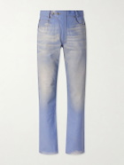 424 - Moto Straight-Leg Leather Trousers - Blue