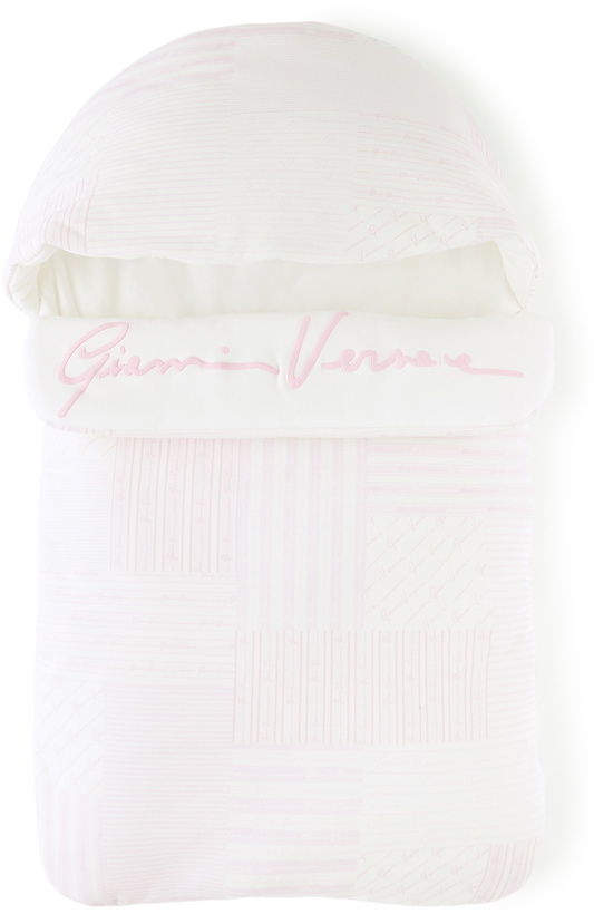 Photo: Versace Baby White & Pink Patchwork Print Nest Sleeping Bag