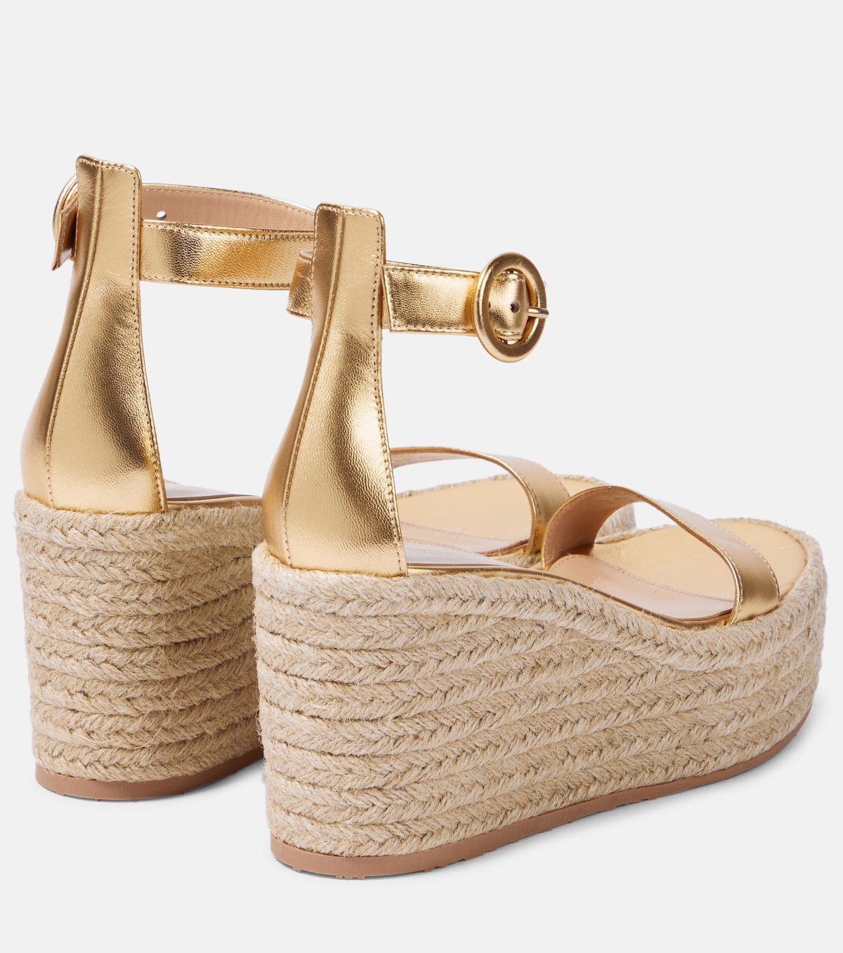 Gianvito Rossi Canvas Platform Heel Sandals in Sand + Natural
