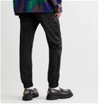 Sacai - Tapered Belted Velvet-Trimmed Woven Trousers - Black