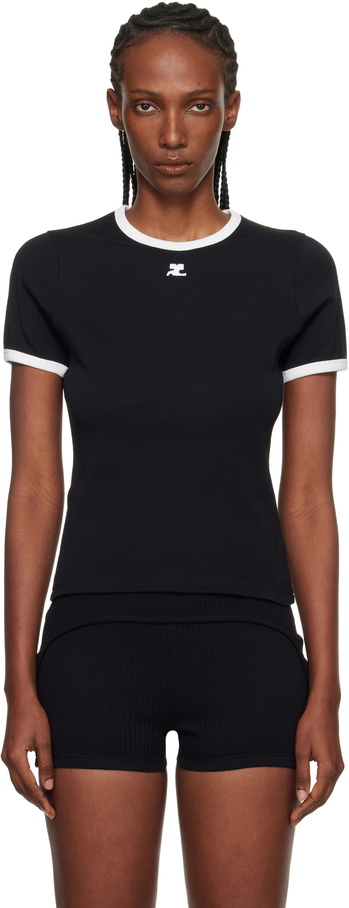 Courrèges Black Signature Contrast T-shirt