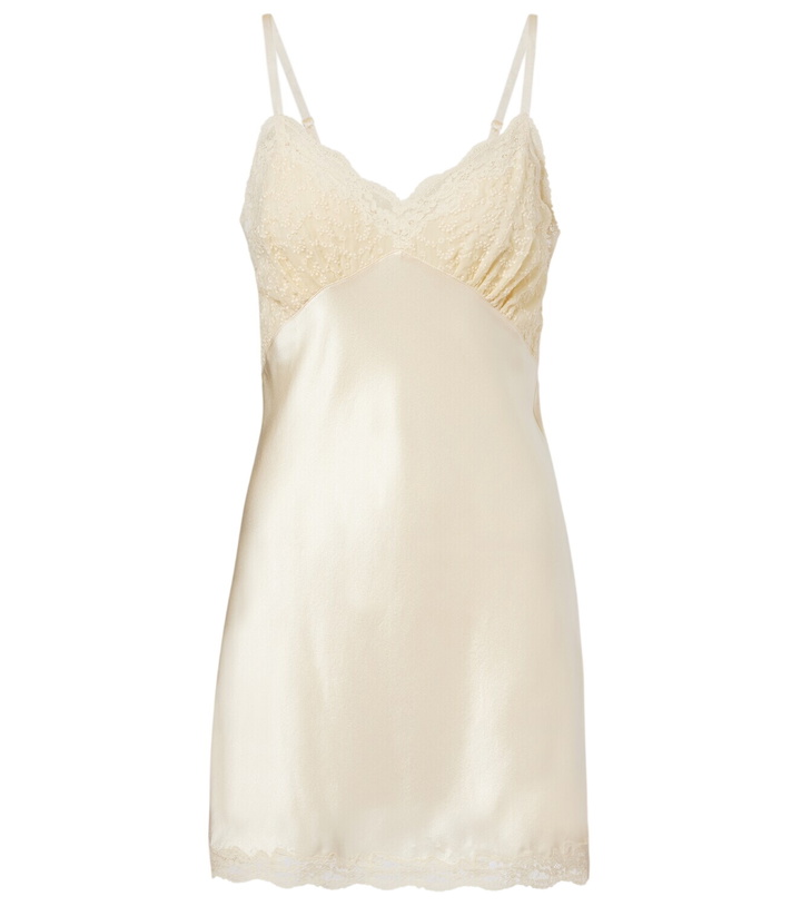 Photo: Saint Laurent Lace-trimmed silk satin slip dress