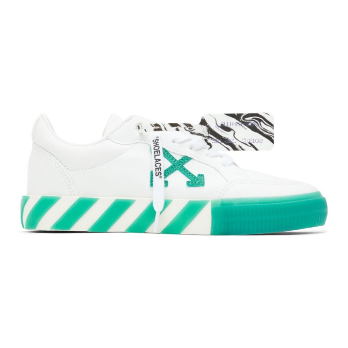 Photo: Off-White White and Green Vulcanized Low Sneakers