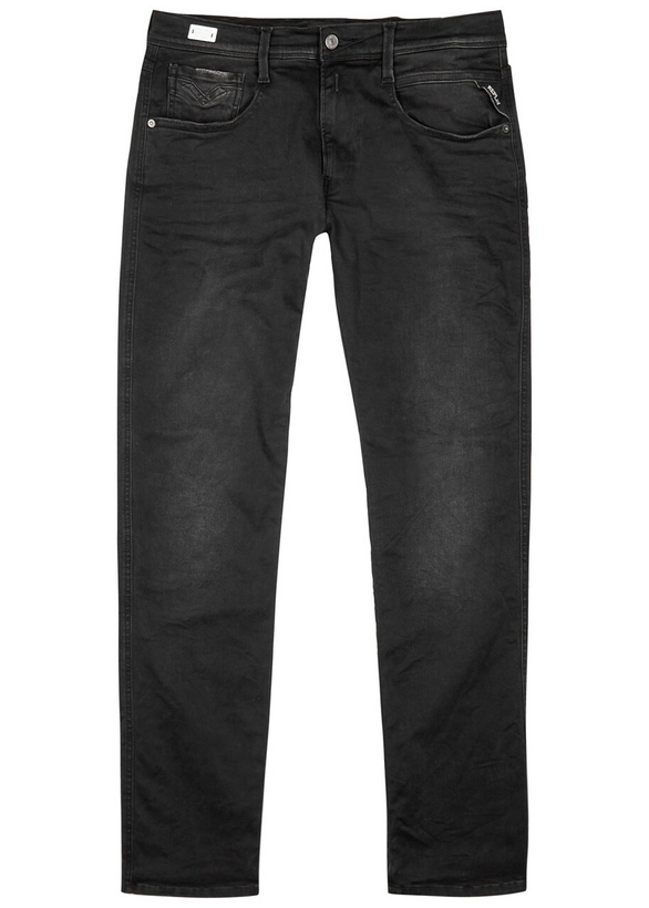 Photo: Replay Anbass Hyperflex Clouds Slim-leg Jeans Dark Grey