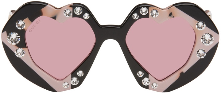 Photo: Gucci Black & Pink Heart Sunglasses