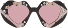 Gucci Black & Pink Heart Sunglasses