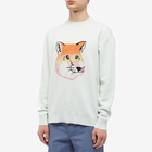 Maison Kitsuné Men's Vibrant Fox Head Intarsia Comfort Pullover in Blue Haze