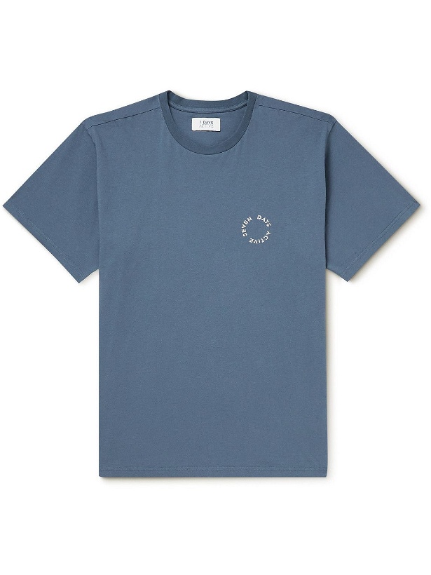 Photo: 7 DAYS ACTIVE - Monday Logo-Print Organic Cotton-Jersey T-Shirt - Blue