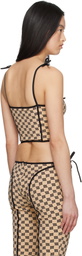 MISBHV Beige Monogram Coquette Corset Top