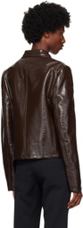 Courrèges Brown Zipped Vinyl Biker Jacket