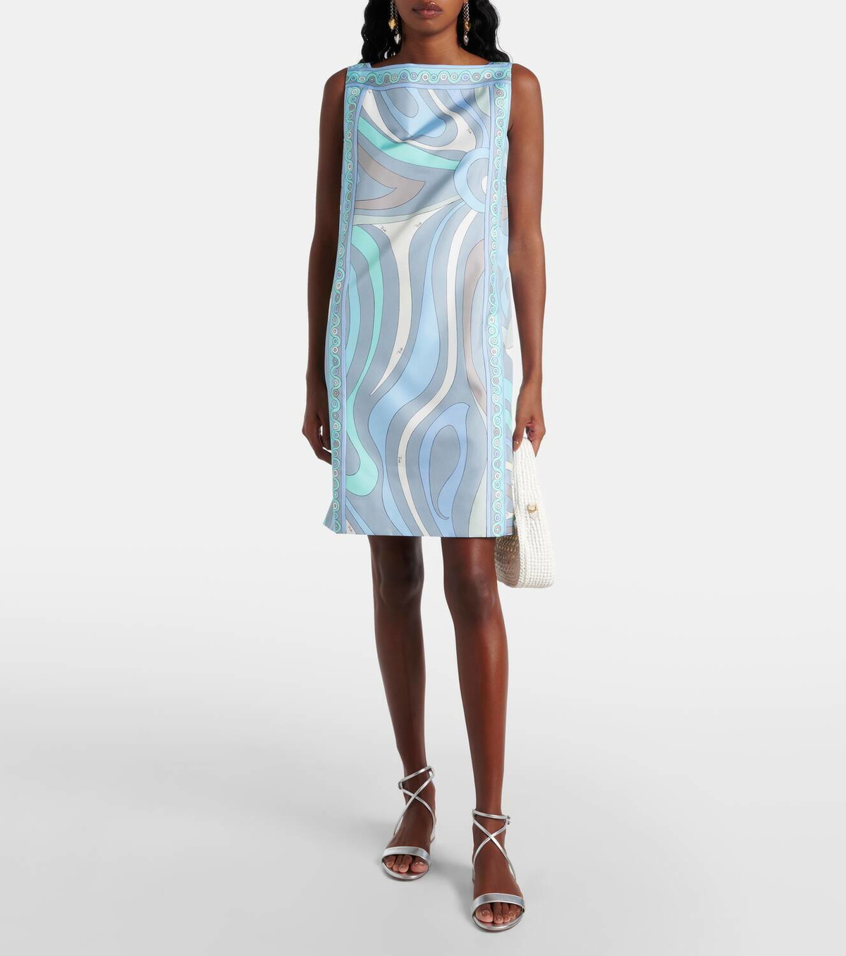 ワンピース EMILIO PUCCI Printed Twill And Stretch Mesh Mini Dress Pucci Marmo silk twill minidress Emilio Pucci