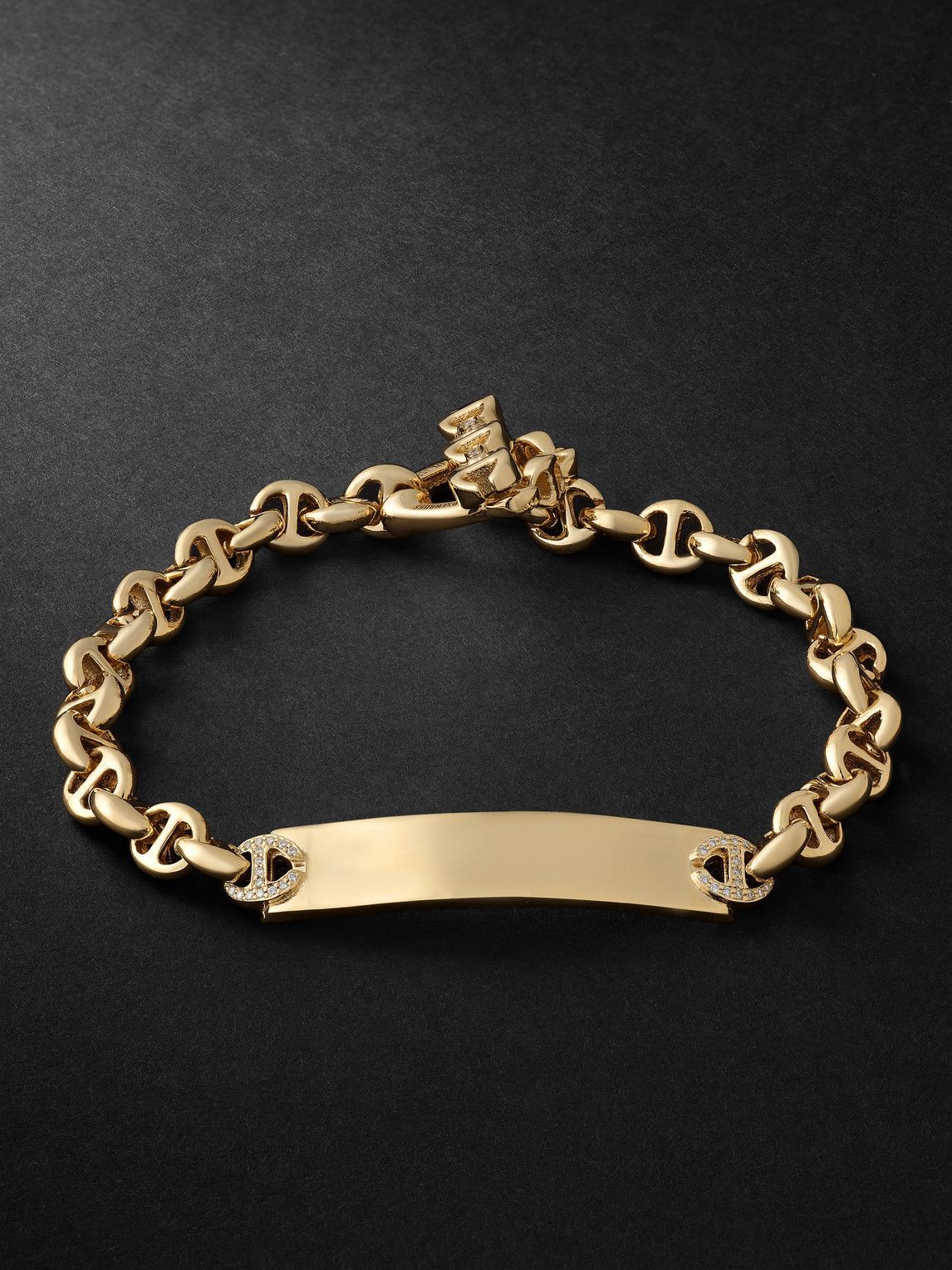 HOORSENBUHS - Open-Link Monogram 5mm Gold Diamond Bracelet - Gold