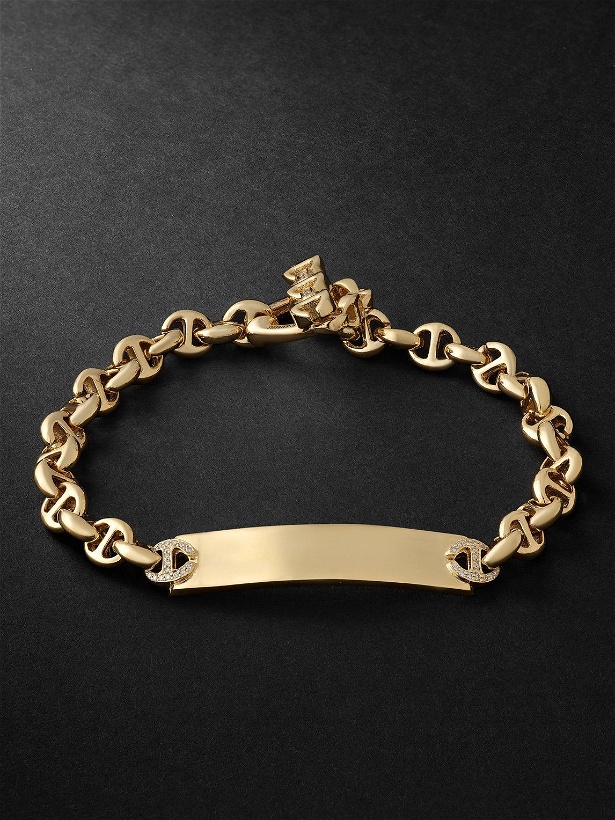 Photo: HOORSENBUHS - Open-Link Monogram 5mm Gold Diamond Bracelet - Gold